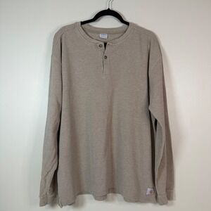 Carhartt Mens K200 Tan Long Sleeve Knit Henley Shirt Workwear Large Utility